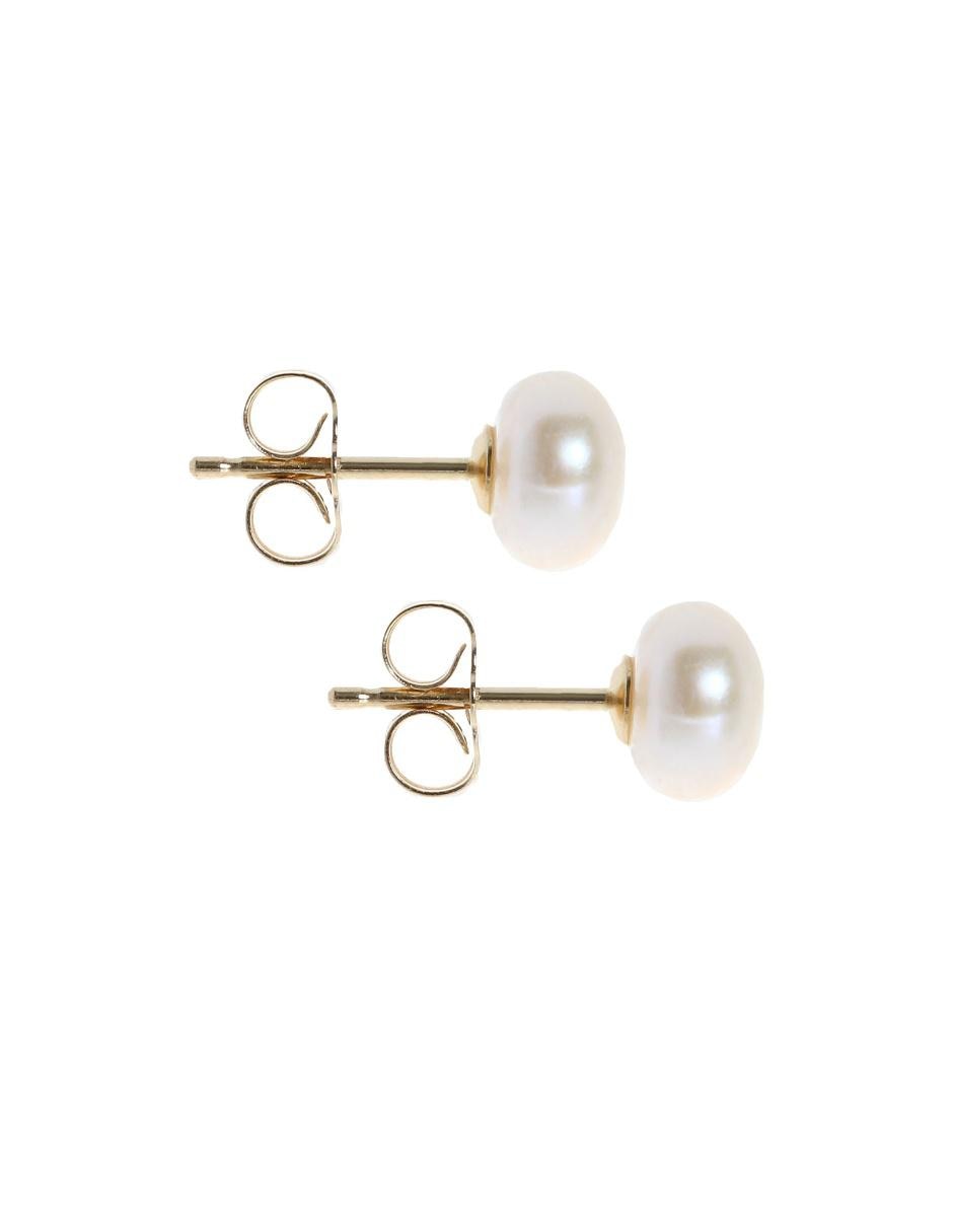 Broqueles de oro amarillo 14 K con acabado brillante perla Broqueles de oro amarillo 14 K con acabado brillante perla
