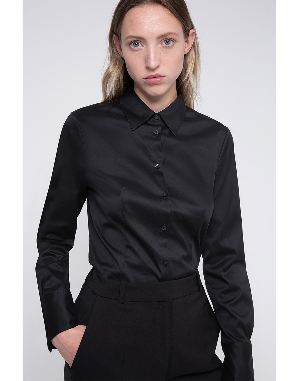 Blusa camisera manga larga para mujer