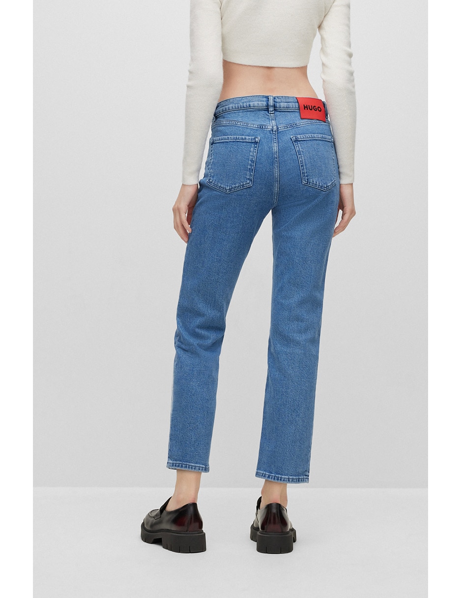 Jeans straight corte cadera para mujer 2