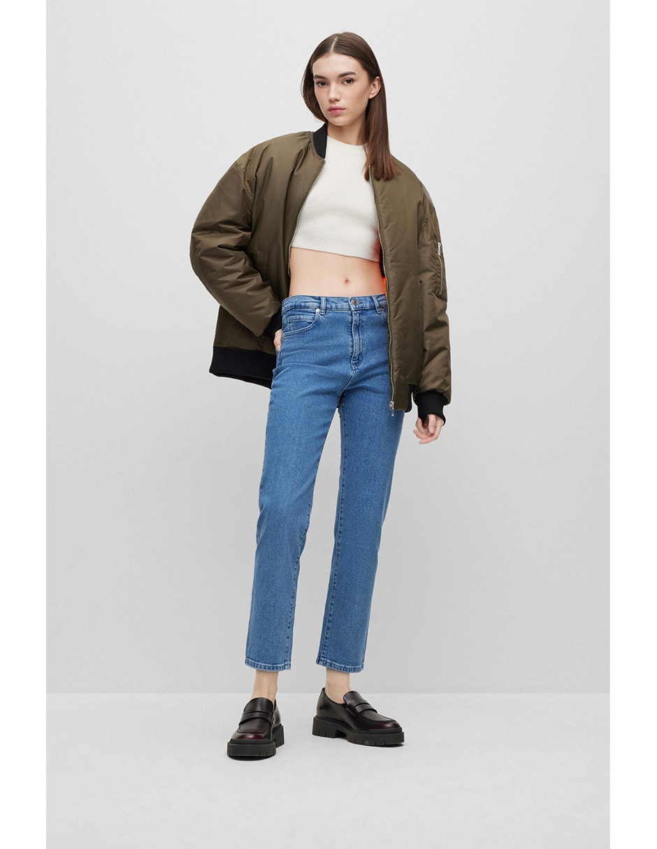 Jeans straight corte cadera para mujer 3