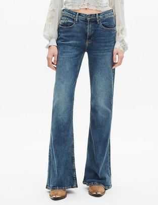 Jeans flare corte cintura para mujer Jeans flare corte cintura para mujer