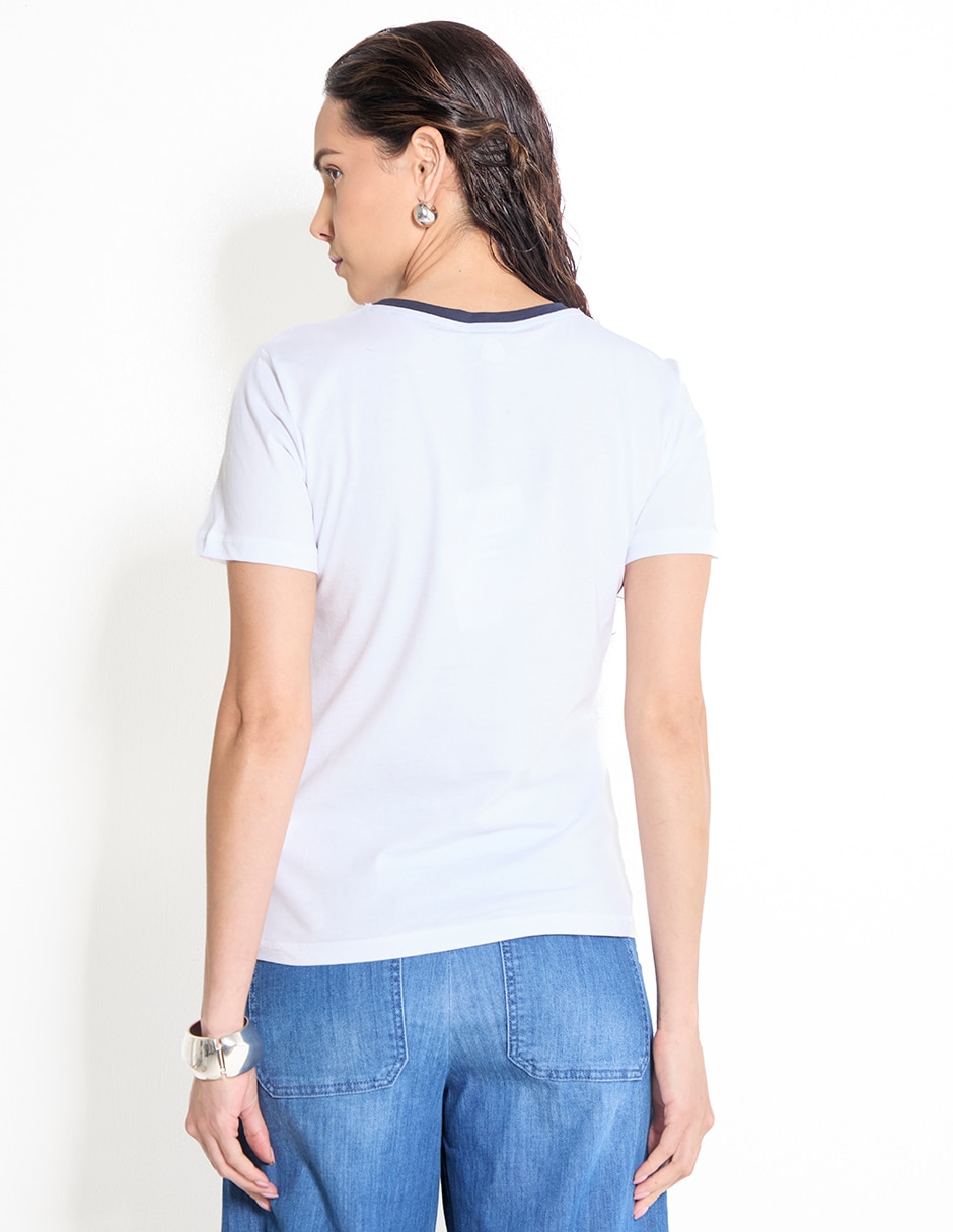Playera manga corta cuello redondo para mujer 6
