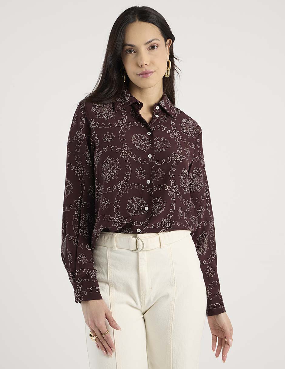 Camisa de algodón manga larga para mujer 1