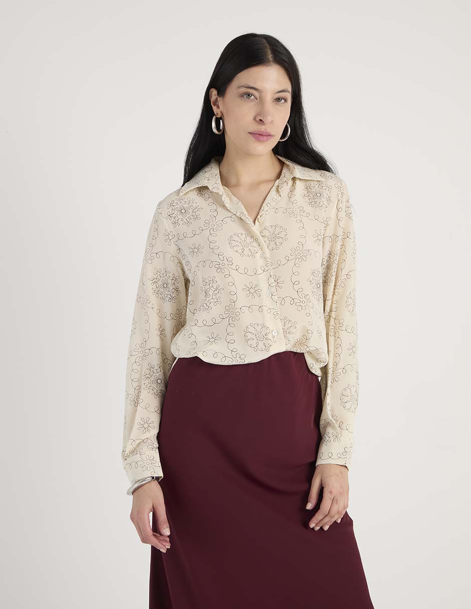 Camisa de algodón manga larga para mujer 1
