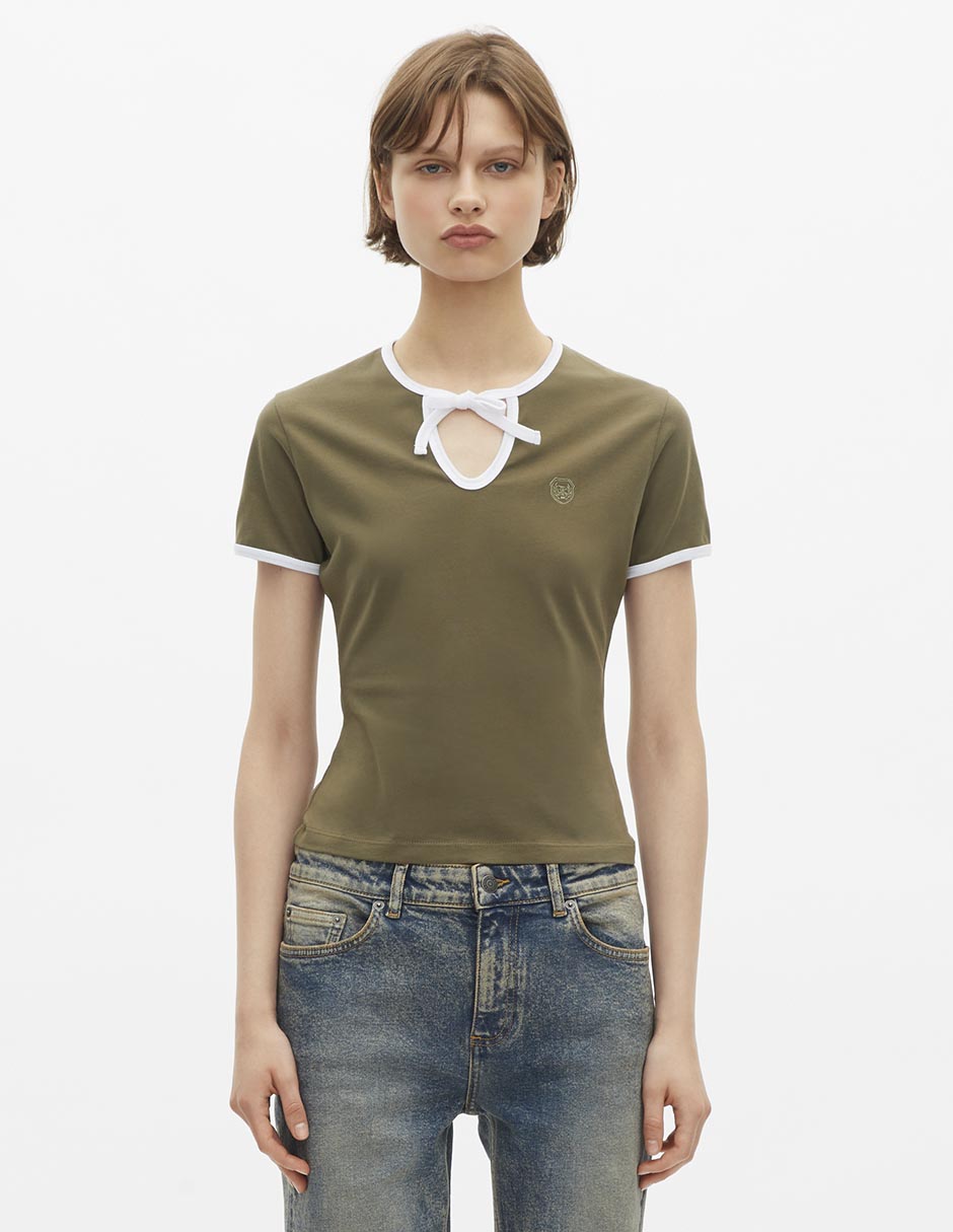 Playera manga corta The Kooples cuello con amarre para mujer 1