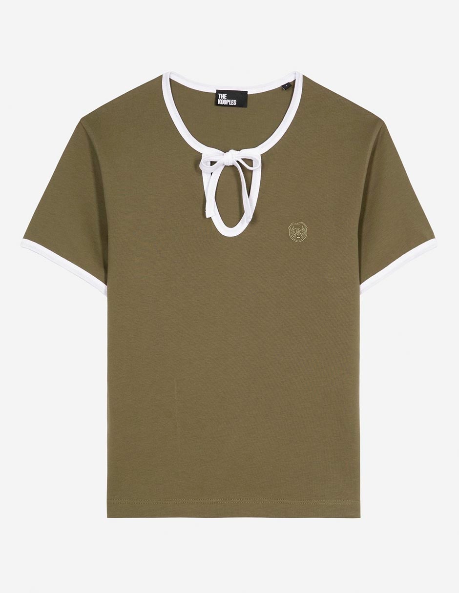 Playera manga corta The Kooples cuello con amarre para mujer 10