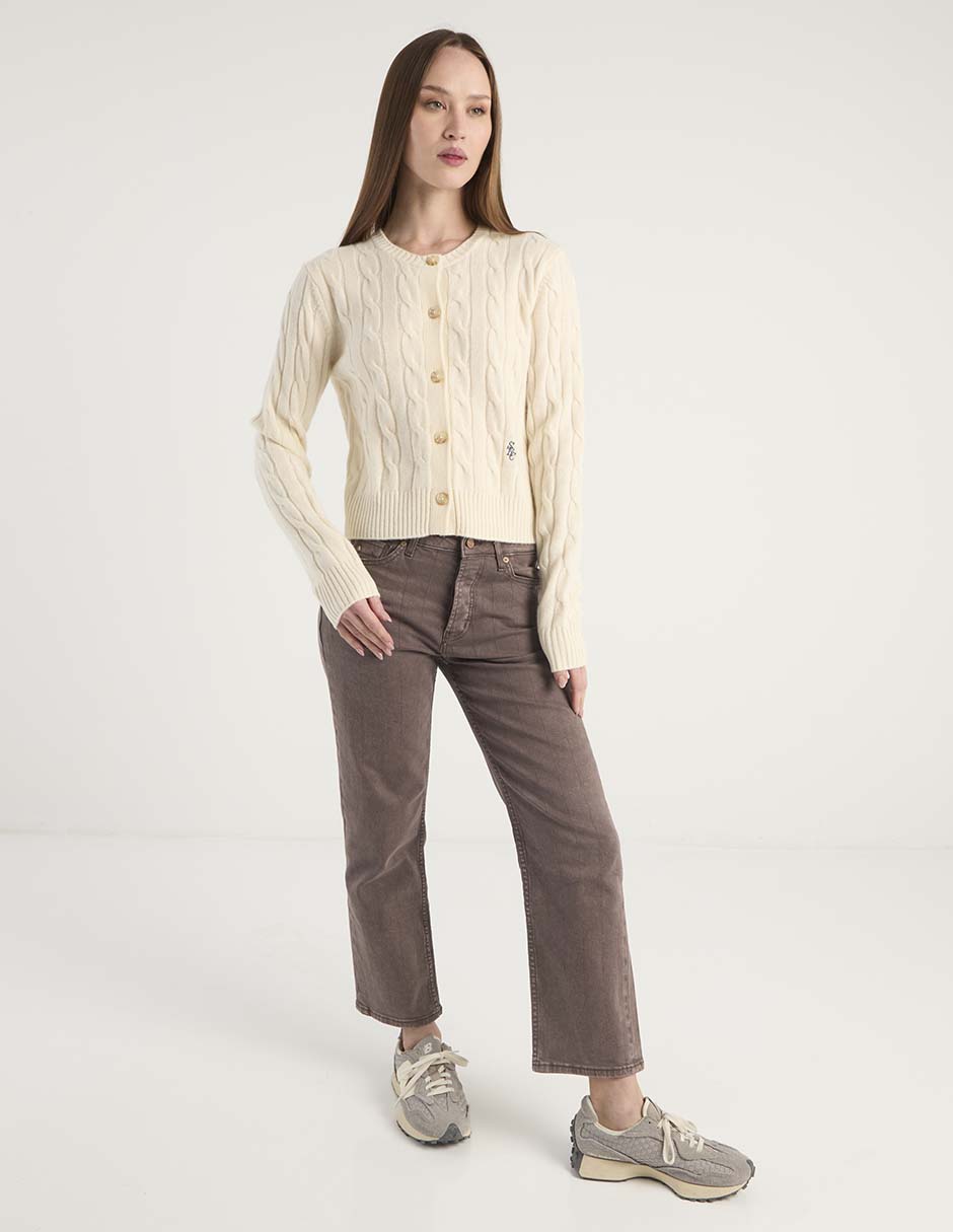 Suéter Sporty & Rich cuello con botón para mujer