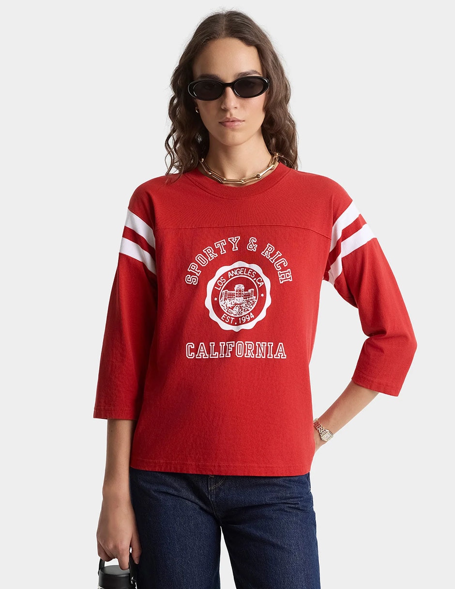 Playera manga 3/4 cuello redondo para mujer 1