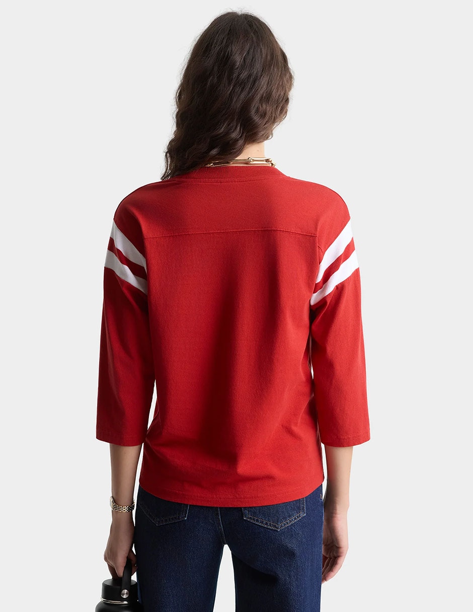 Playera manga 3/4 cuello redondo para mujer 4