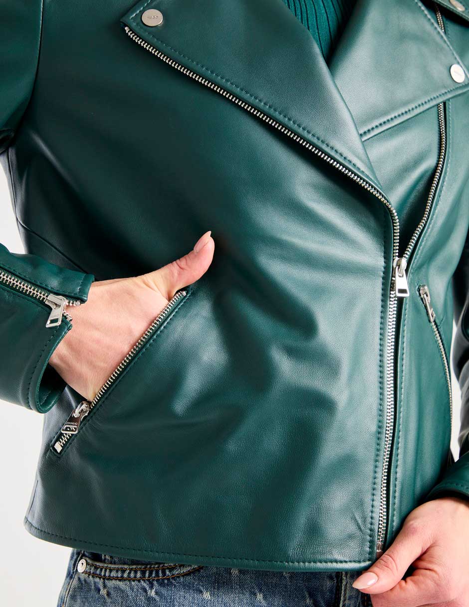 Chamarra para motociclista Hugo de piel para mujer