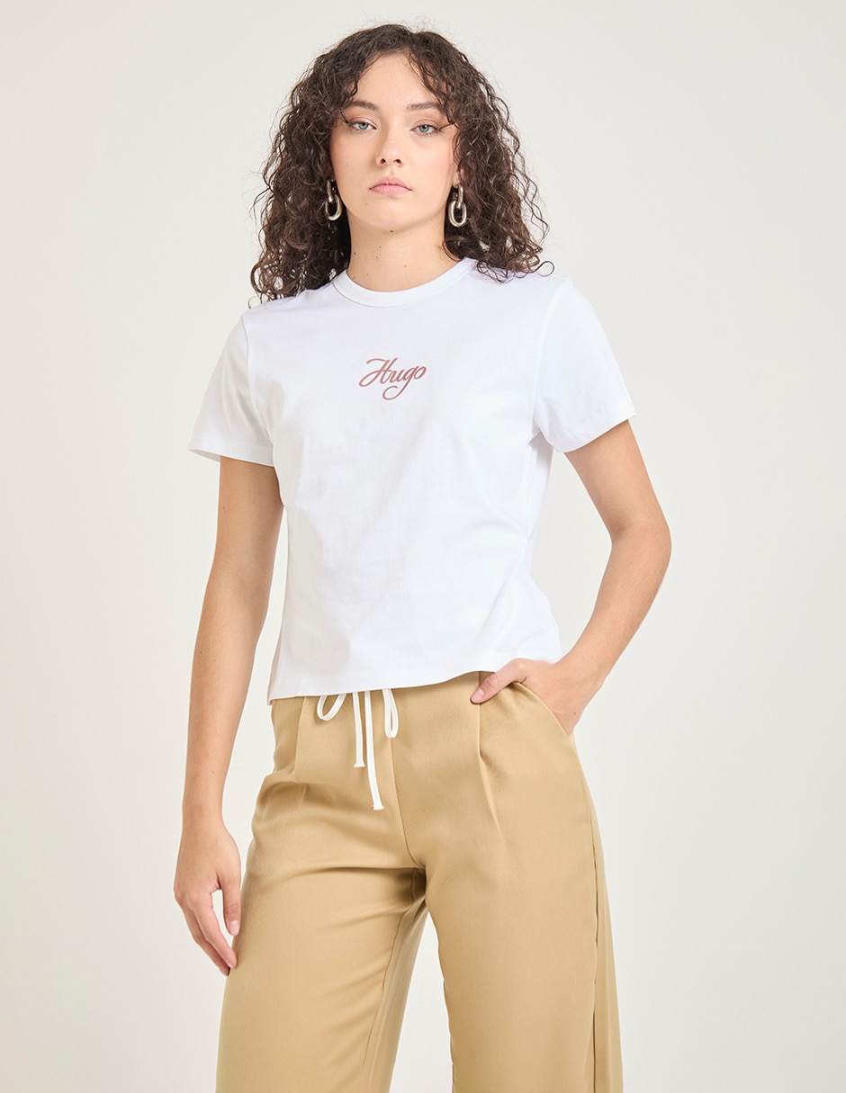 Playera manga corta cuello redondo para mujer