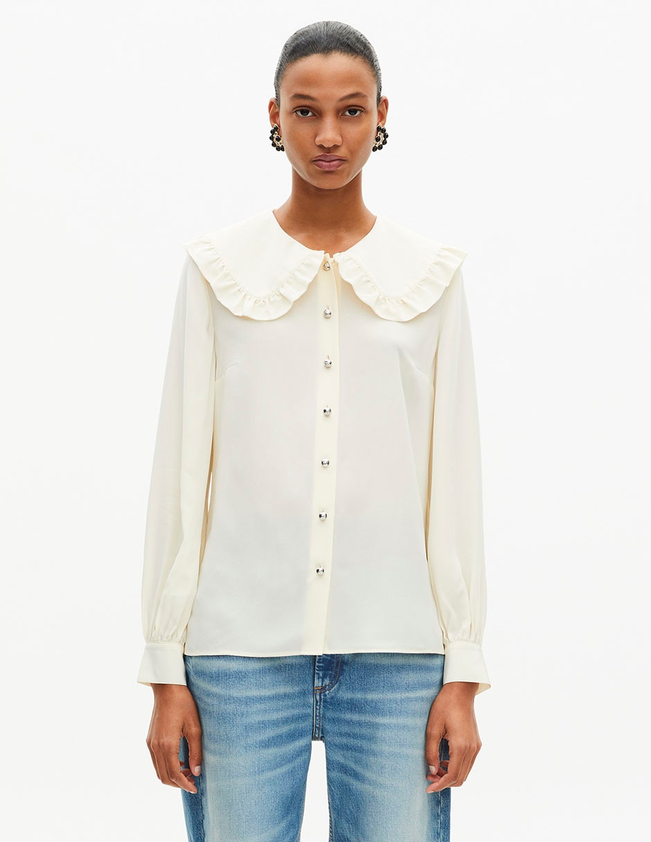 Camisa de seda manga larga para mujer Camisa de seda manga larga para mujer