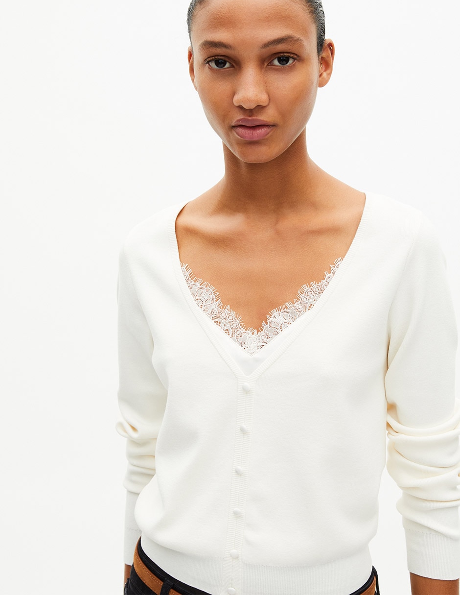 Suéter cuello V para mujer 4