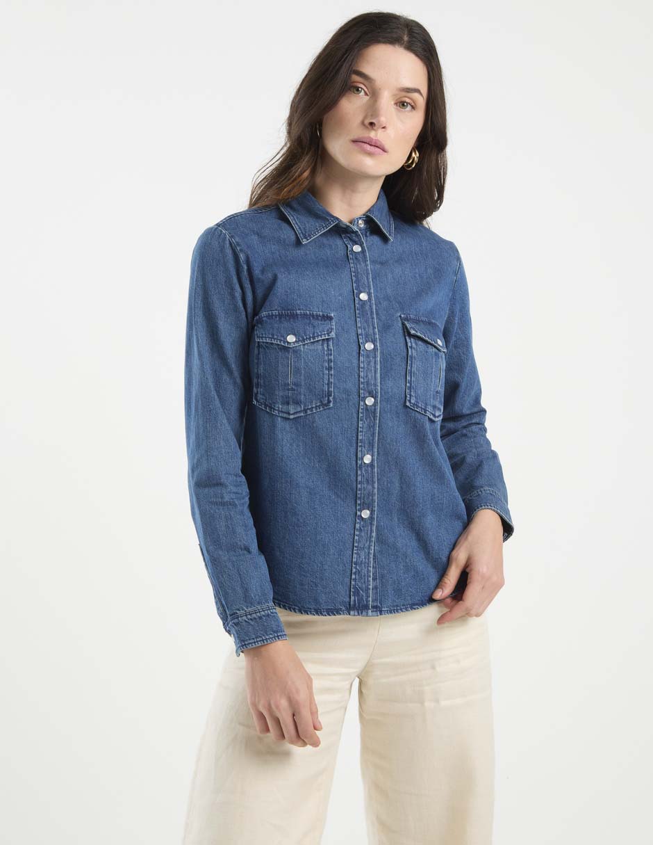 Camisa de algodón manga larga para mujer 1