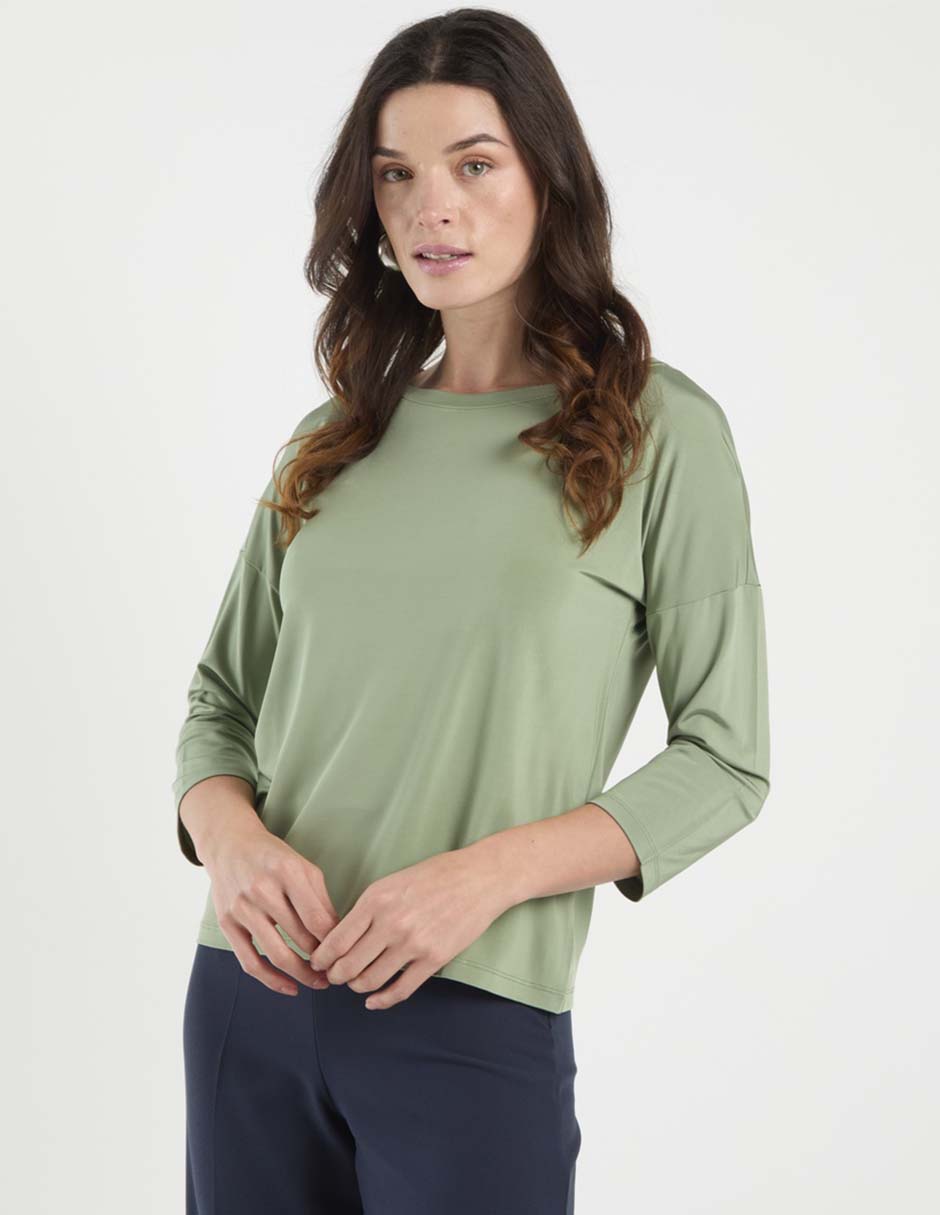 Playera manga 3/4 cuello redondo para mujer 2