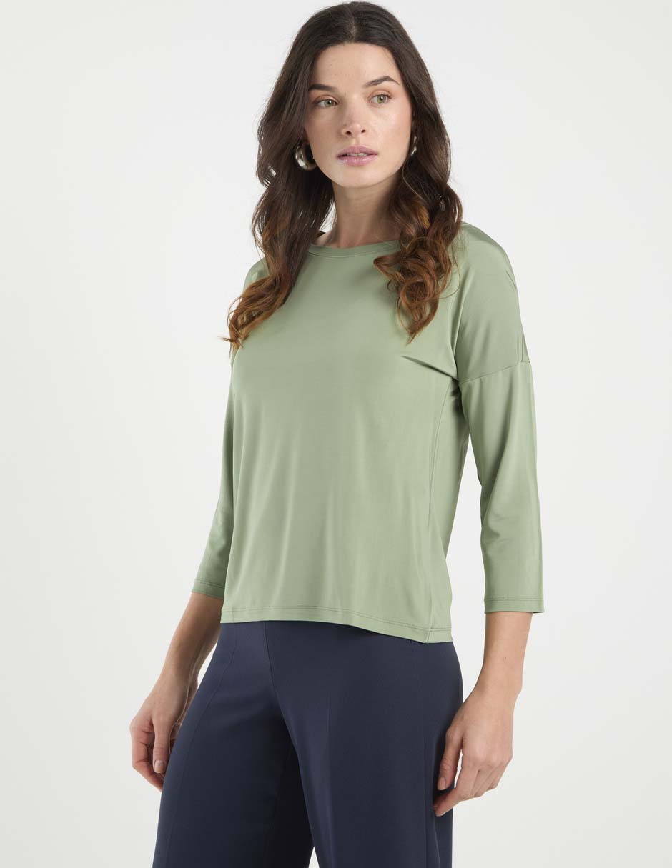Playera manga 3/4 cuello redondo para mujer 1