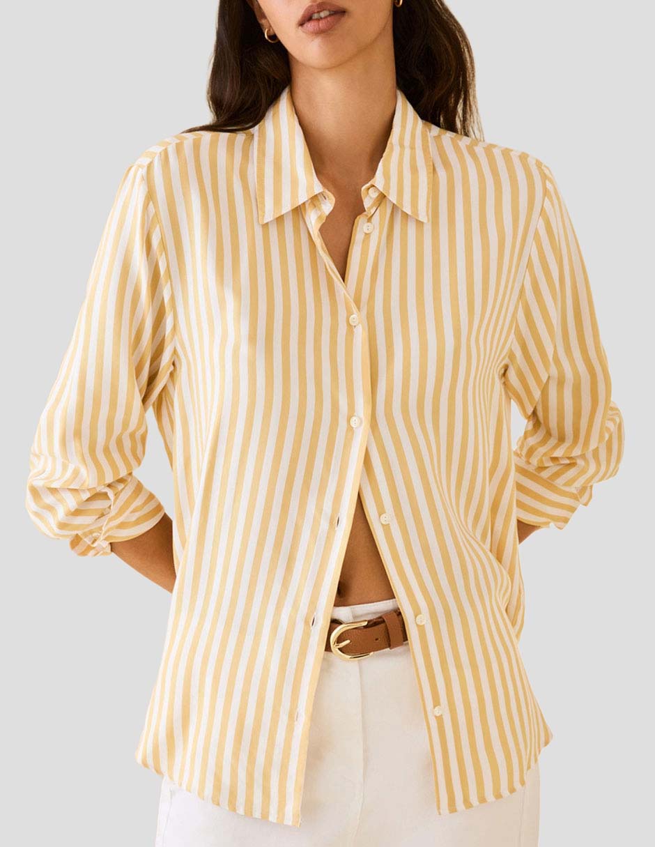 Camisa de algodón manga larga para mujer Camisa de algodón manga larga para mujer