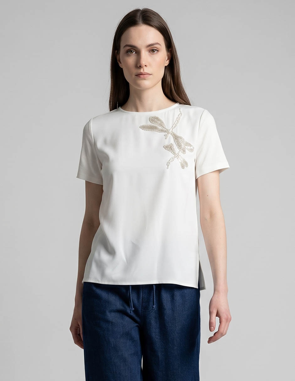 Playera manga corta cuello redondo para mujer