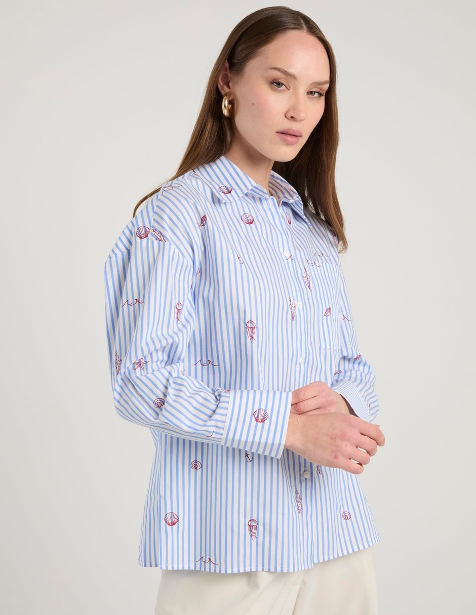 Camisa de algodón manga larga para mujer Camisa de algodón manga larga para mujer