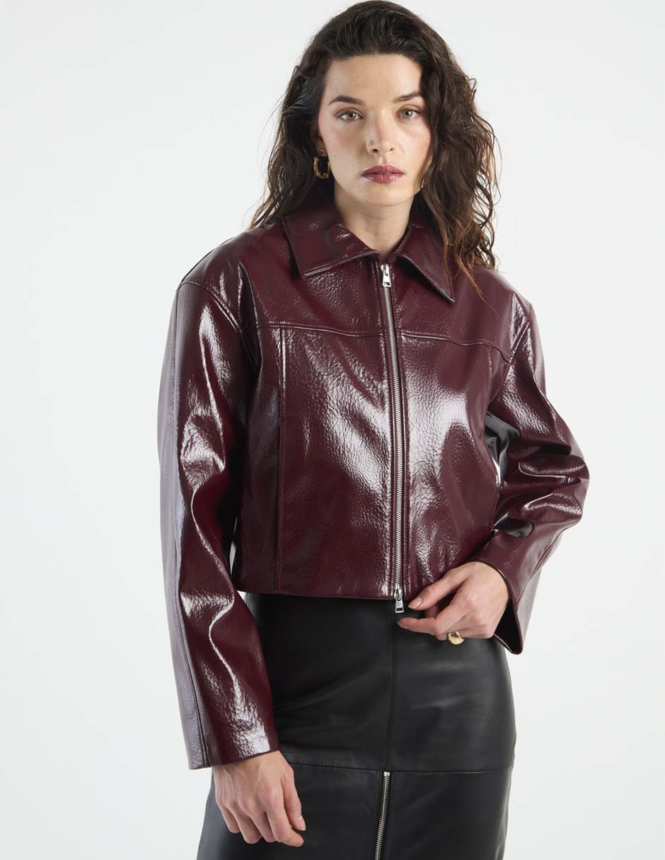 Chamarra casual hugo de piel para mujer