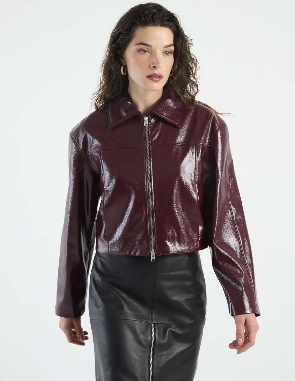Chamarra casual hugo de piel para mujer