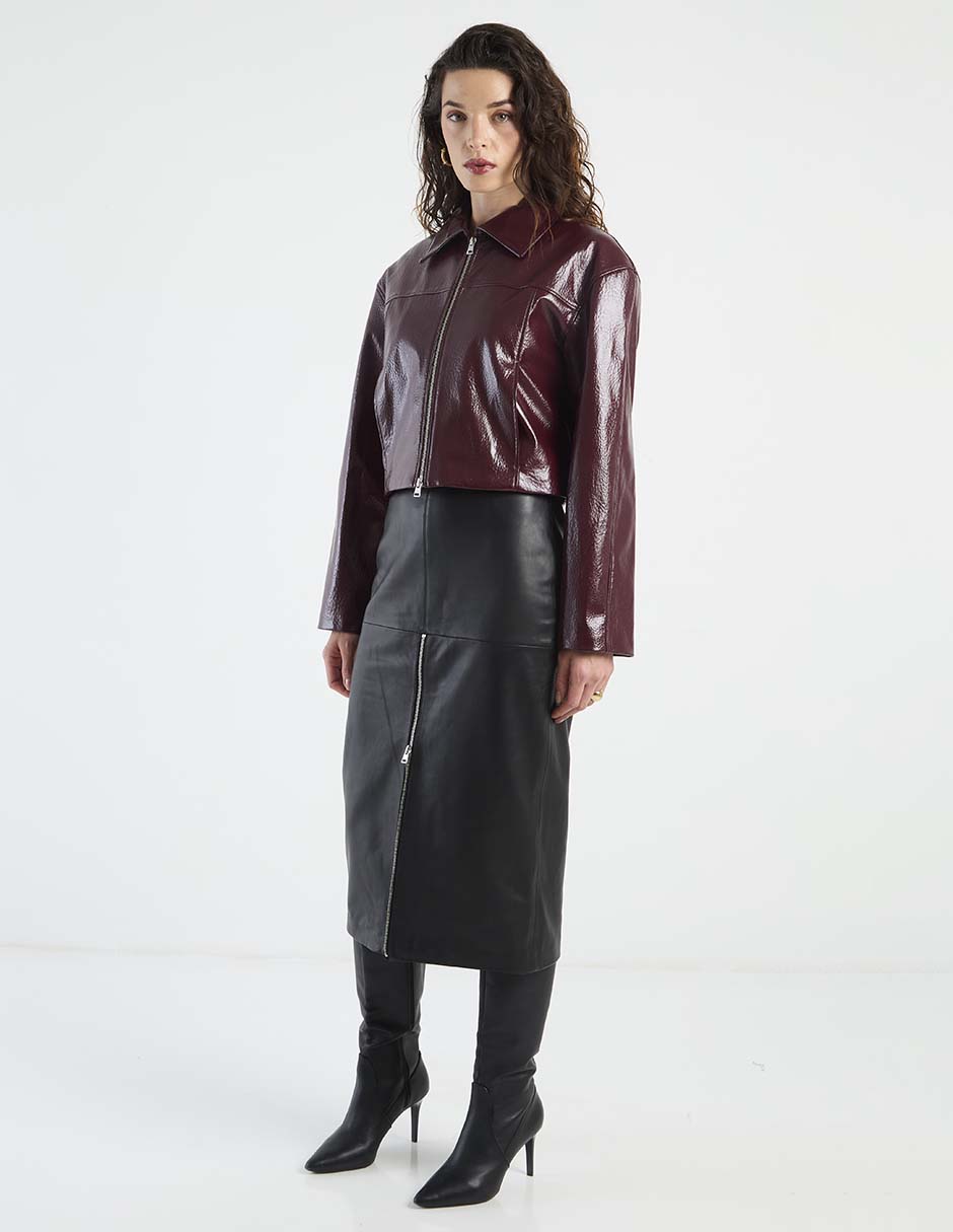 Chamarra casual hugo de piel para mujer