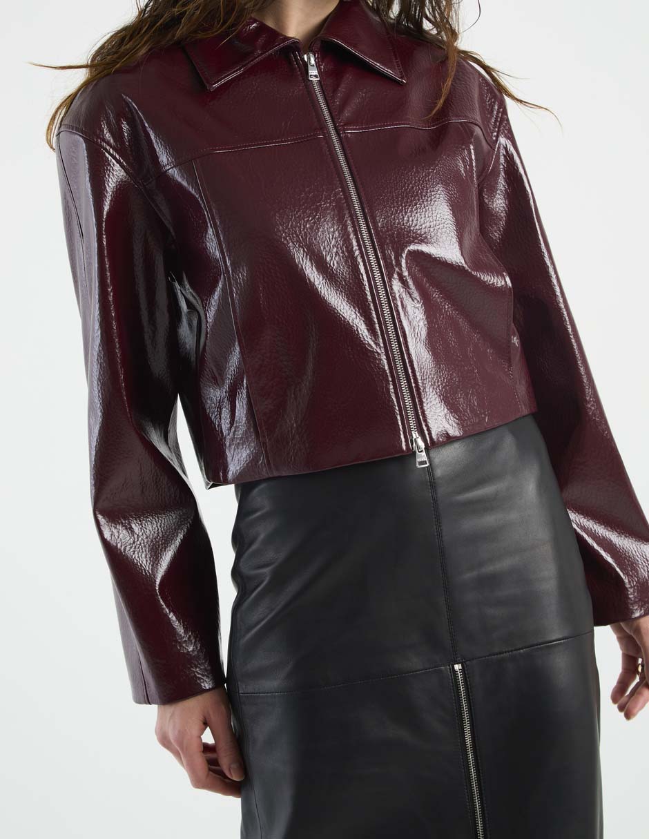 Chamarra casual hugo de piel para mujer