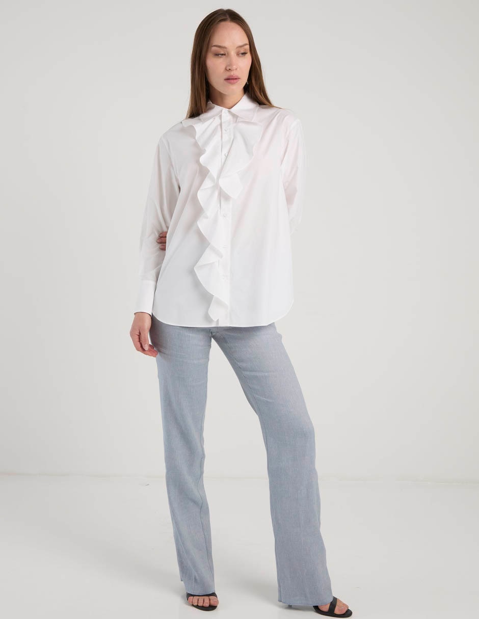 Camisa de algodón manga larga para mujer 13
