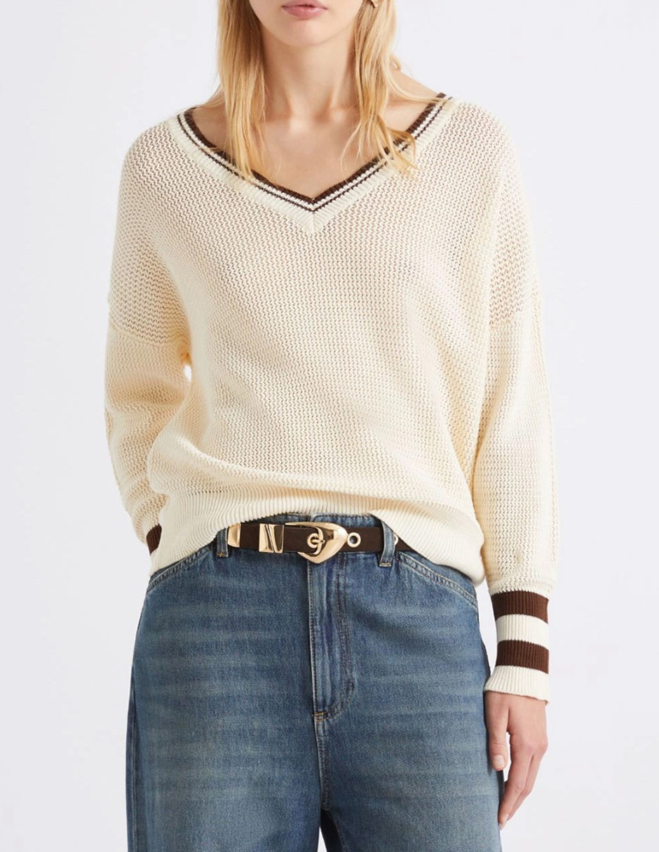 Suéter cuello V para mujer 1
