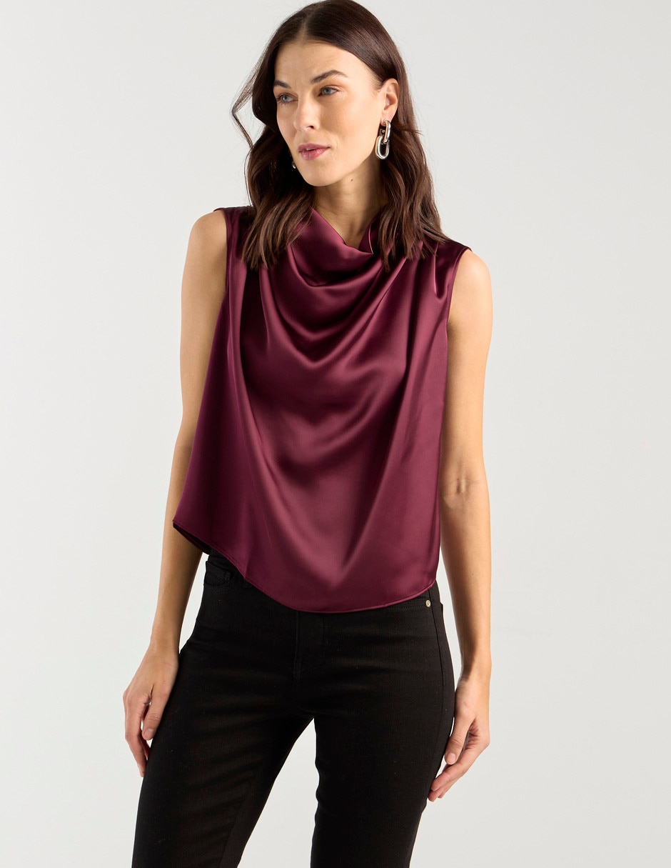 Top cuello drapeado