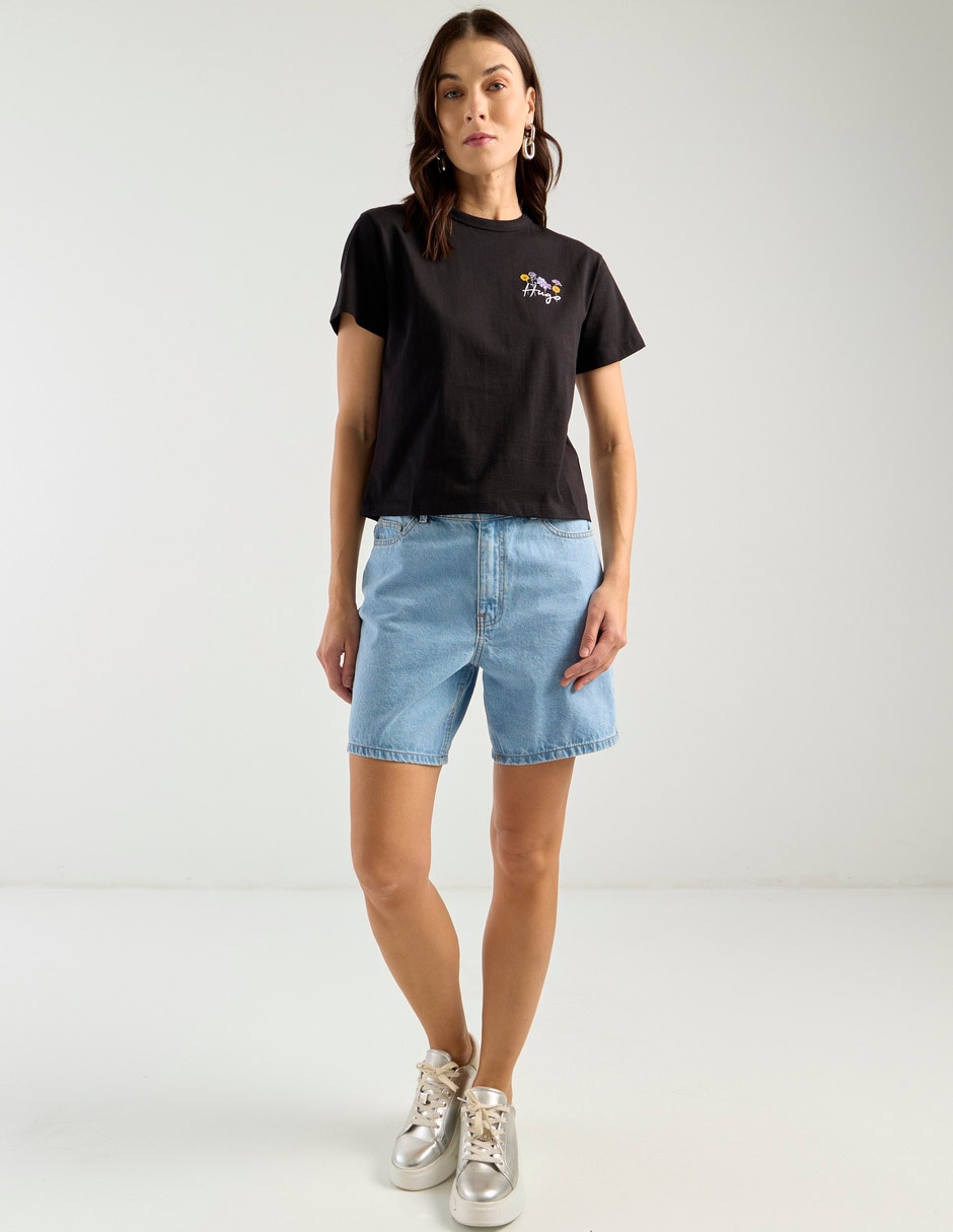 Playera manga corta Hugo cuello redondo para mujer