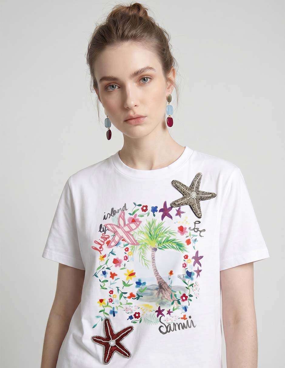 Playera manga corta cuello redondo para mujer 4