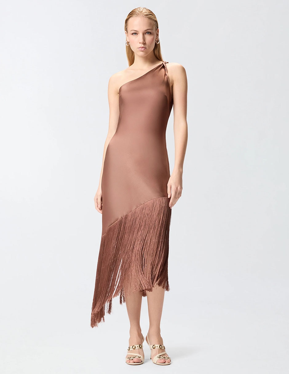 Vestido crop fiesta Pinko escote asimétrico