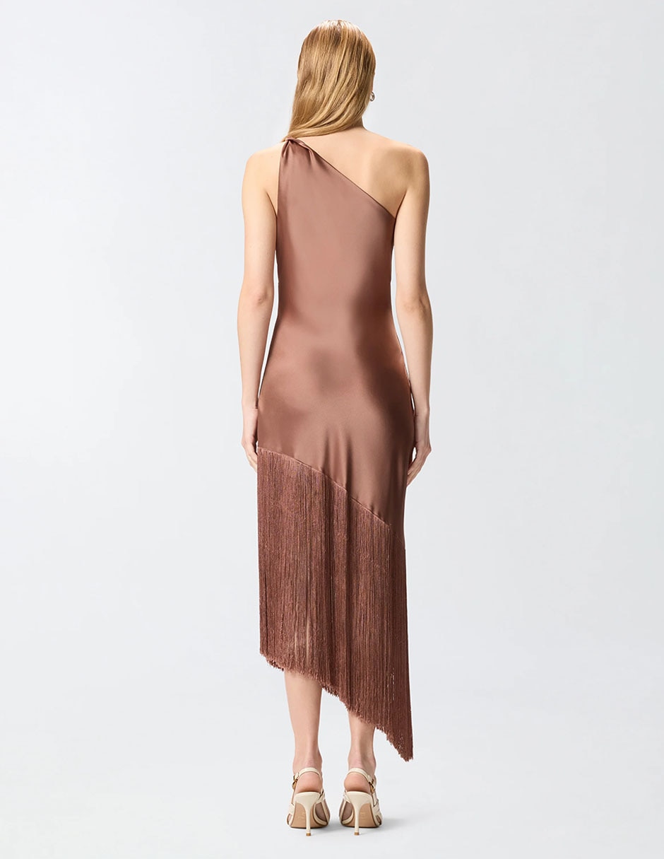 Vestido crop fiesta Pinko escote asimétrico