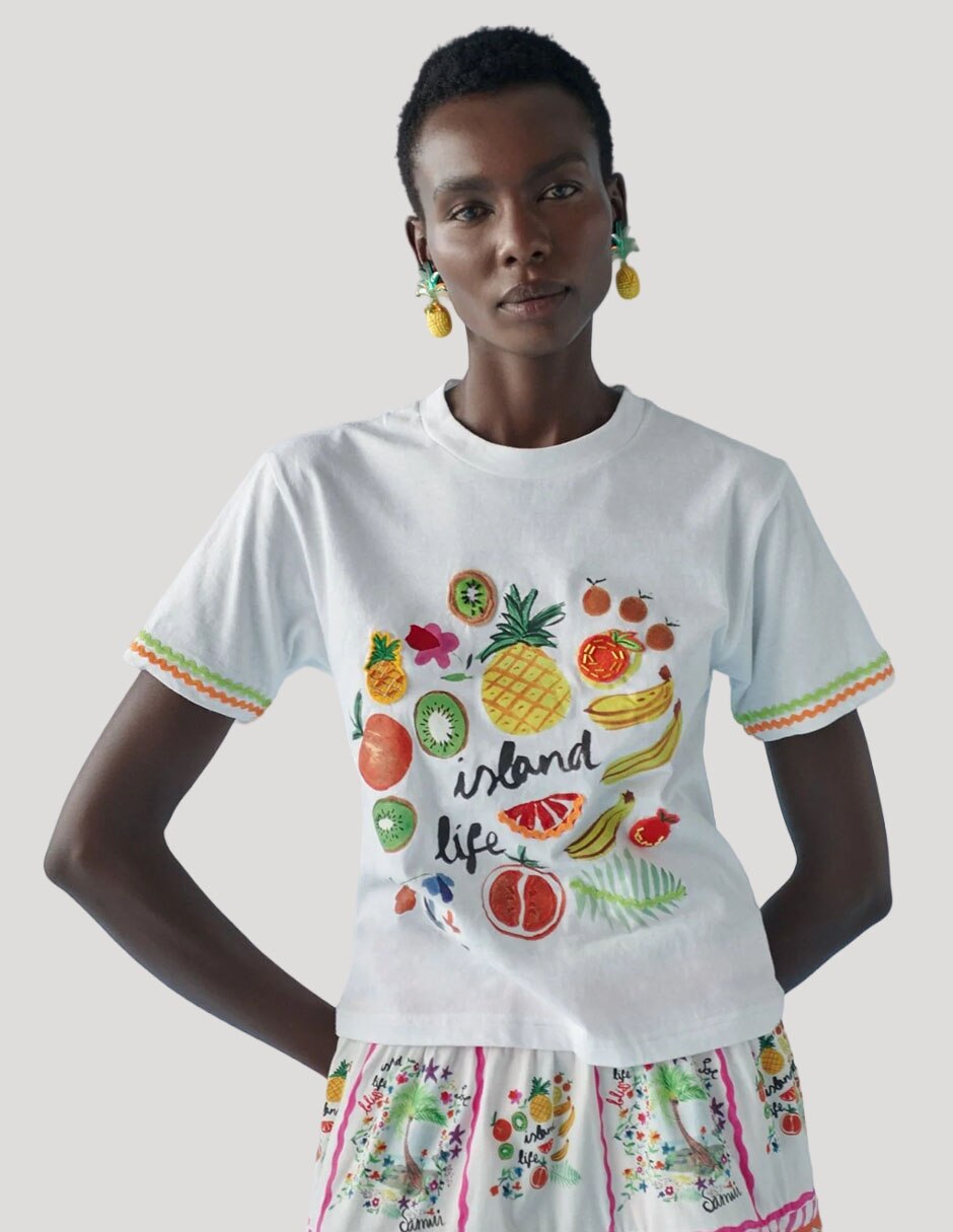 Playera manga corta cuello redondo para mujer