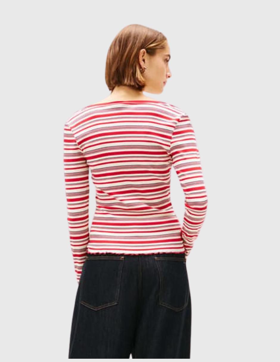 Playera manga larga cuello redondo mujer