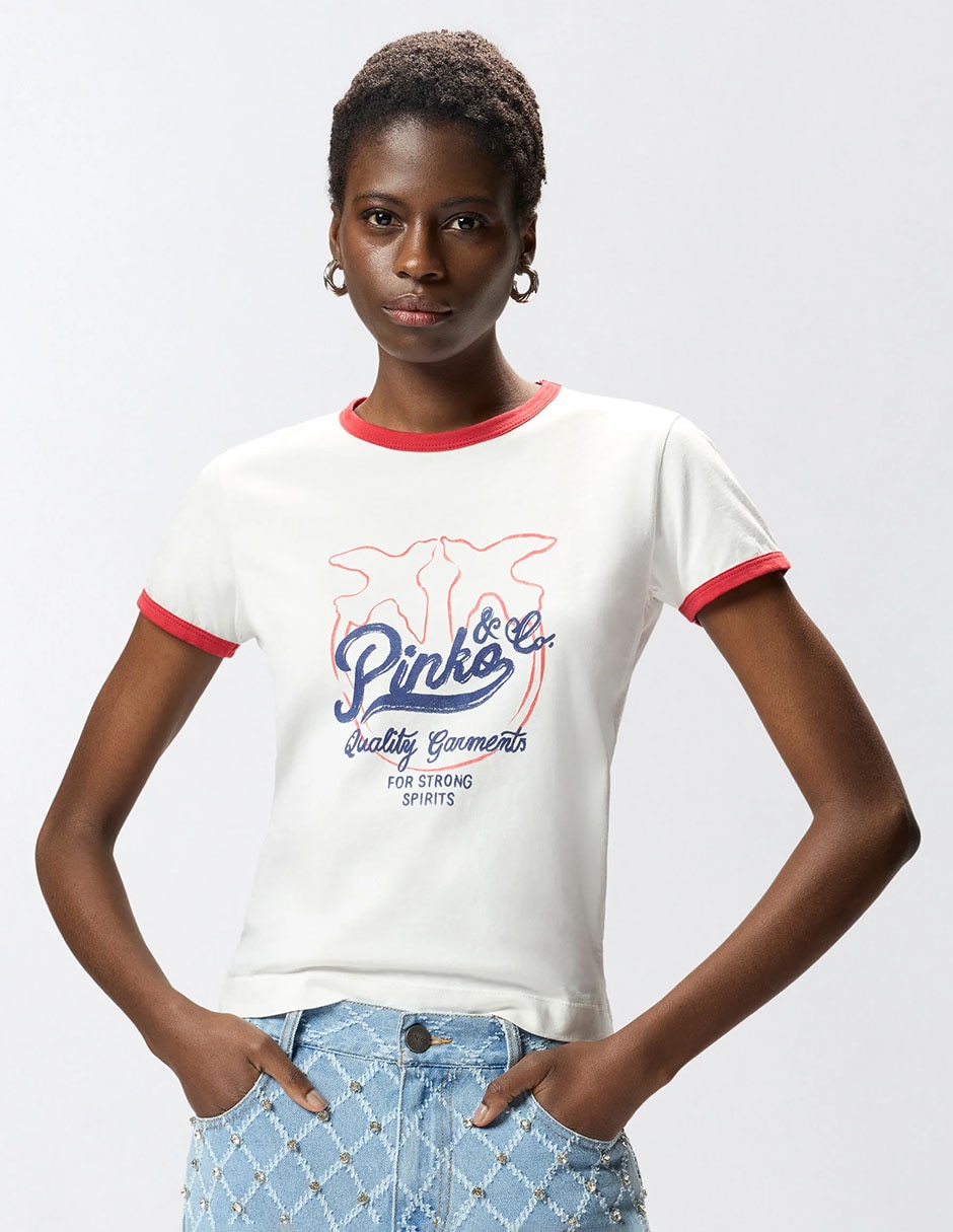 Playera manga corta cuello redondo para mujer