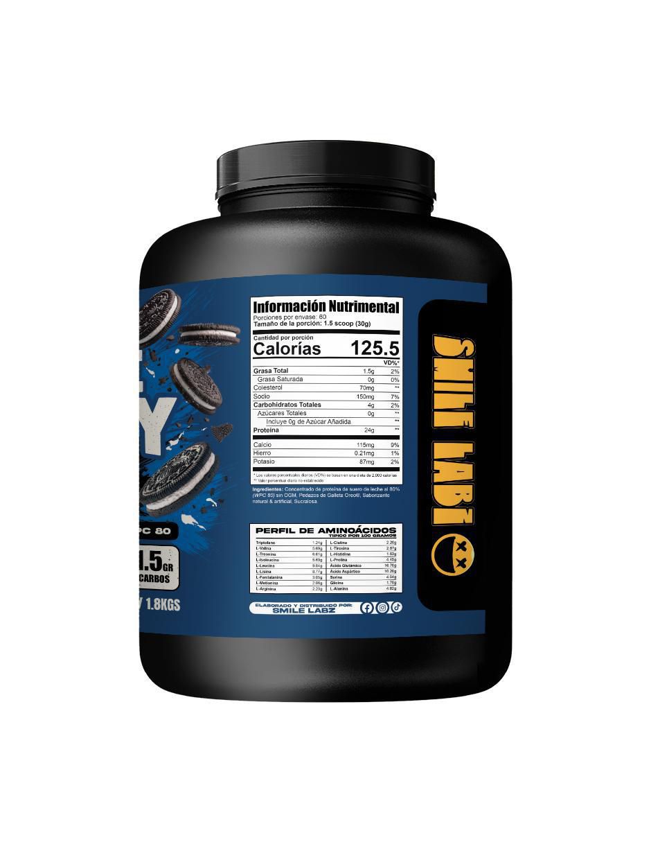 Pure whey galleta con crema smile labz "con" proteína de suero de leche "sabor" cookies & cream "de" 1.8 kg 3