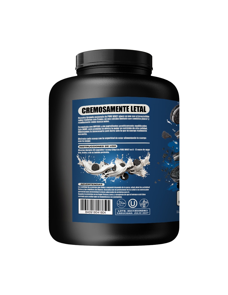 Pure whey galleta con crema smile labz "con" proteína de suero de leche "sabor" cookies & cream "de" 1.8 kg 2