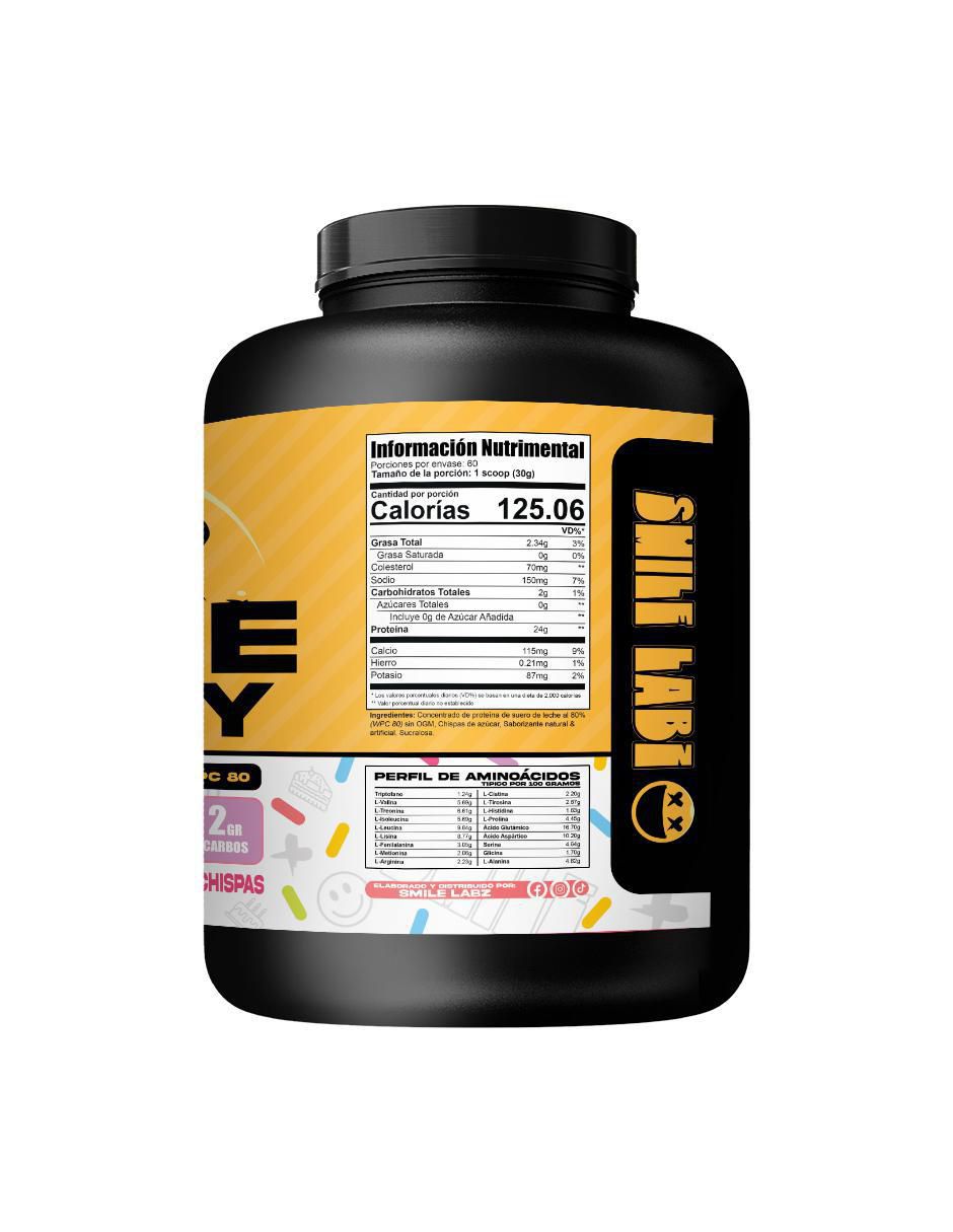 Pure whey pastel con chispas smile labz "con" proteína de suero de leche "sabor" clásico "de" 1.8 kg 2