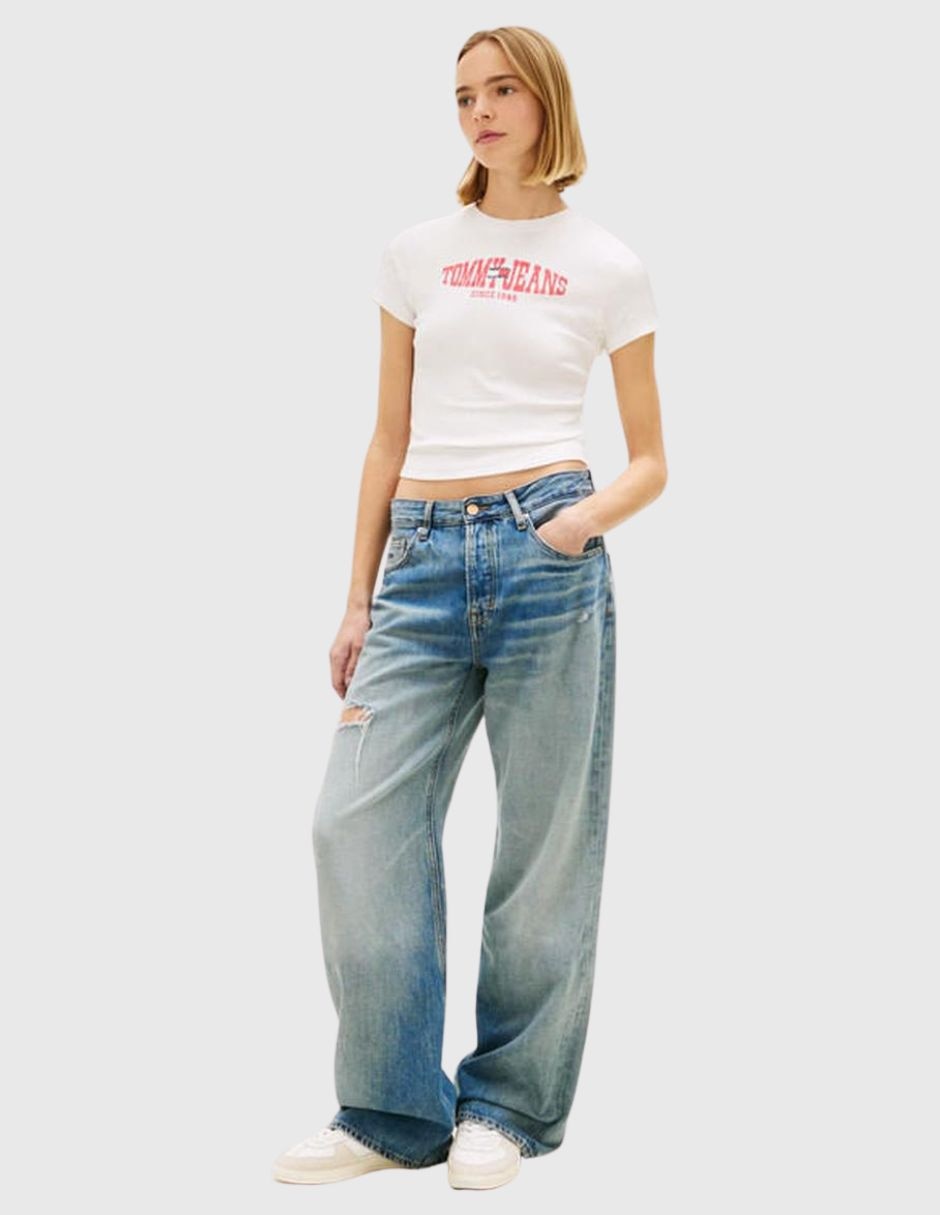 Playera manga corta Tommy Jeans cuello redondo para mujer