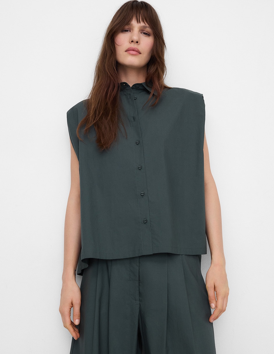 Camisa de algodón manga corta para mujer