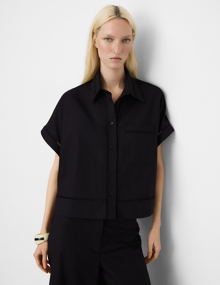 Camisa de algodón manga corta para mujer