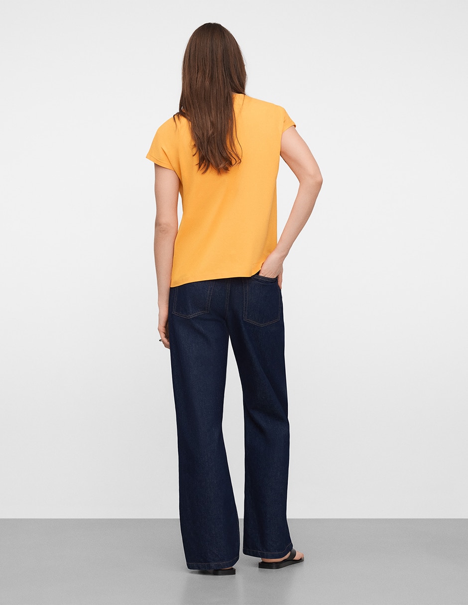 Playera manga corta Adolfo Dominguez cuello v para mujer
