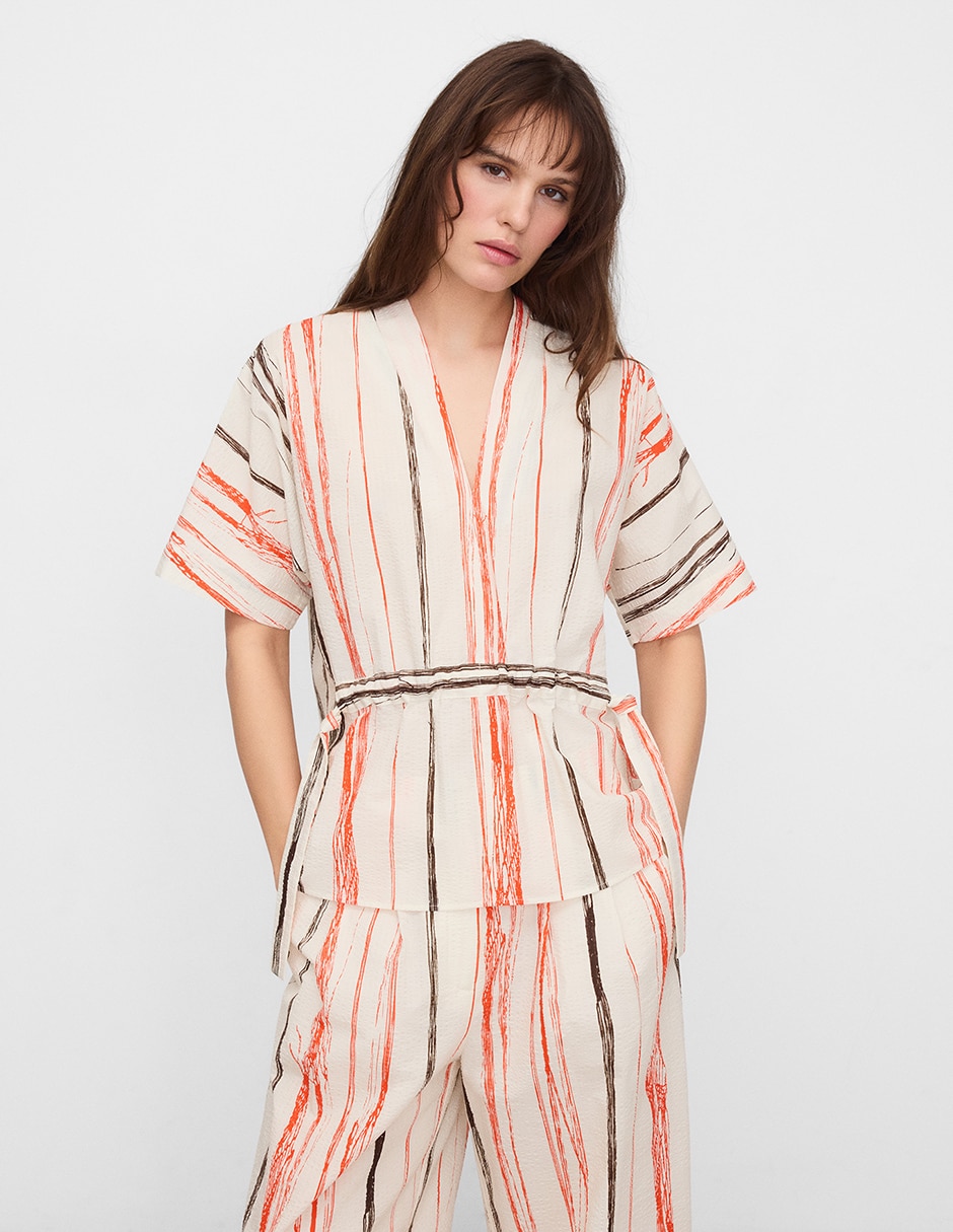 Blusa manga al codo para mujer