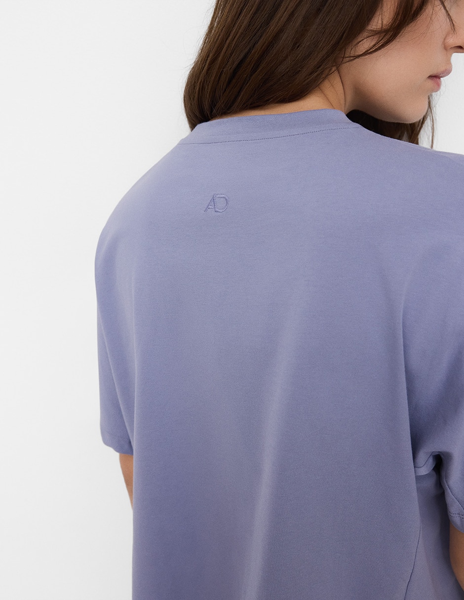 Playera manga al codo Adolfo Dominguez cuello redondo para mujer