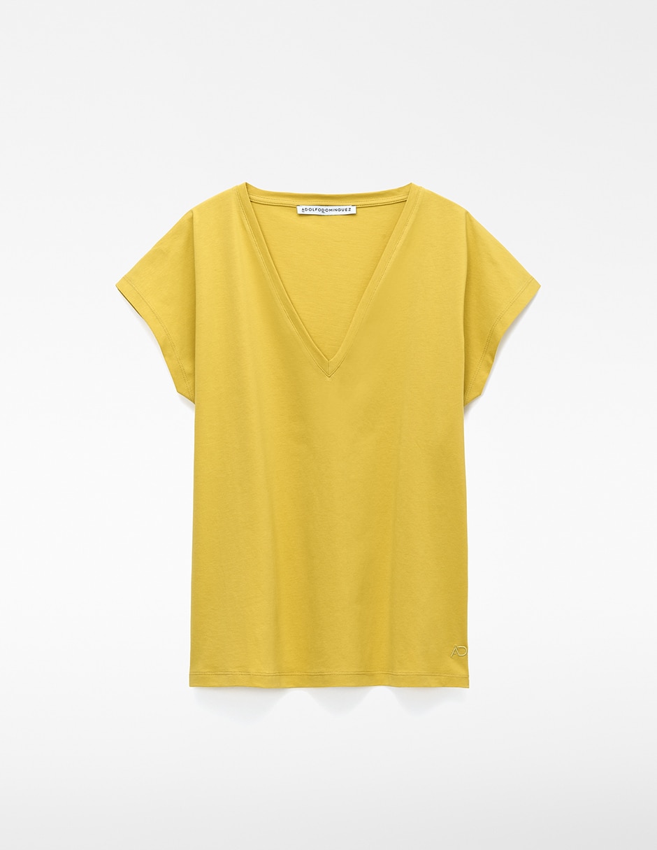 Playera manga corta Adolfo Dominguez cuello v para mujer