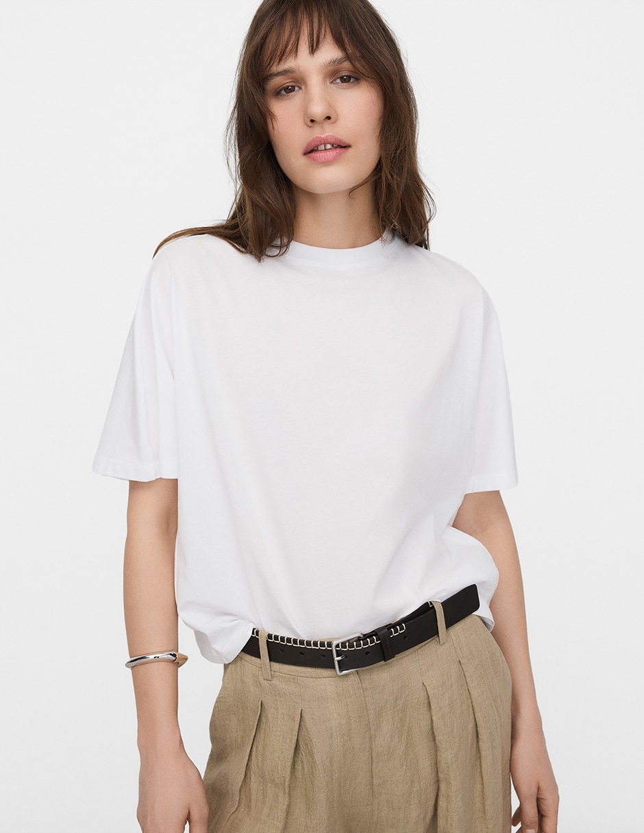 Playera manga al codo cuello redondo para mujer Playera manga al codo cuello redondo para mujer