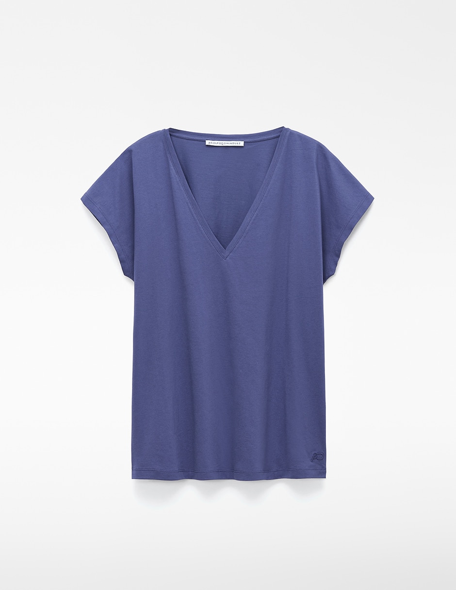 Playera manga corta Adolfo Dominguez cuello v para mujer