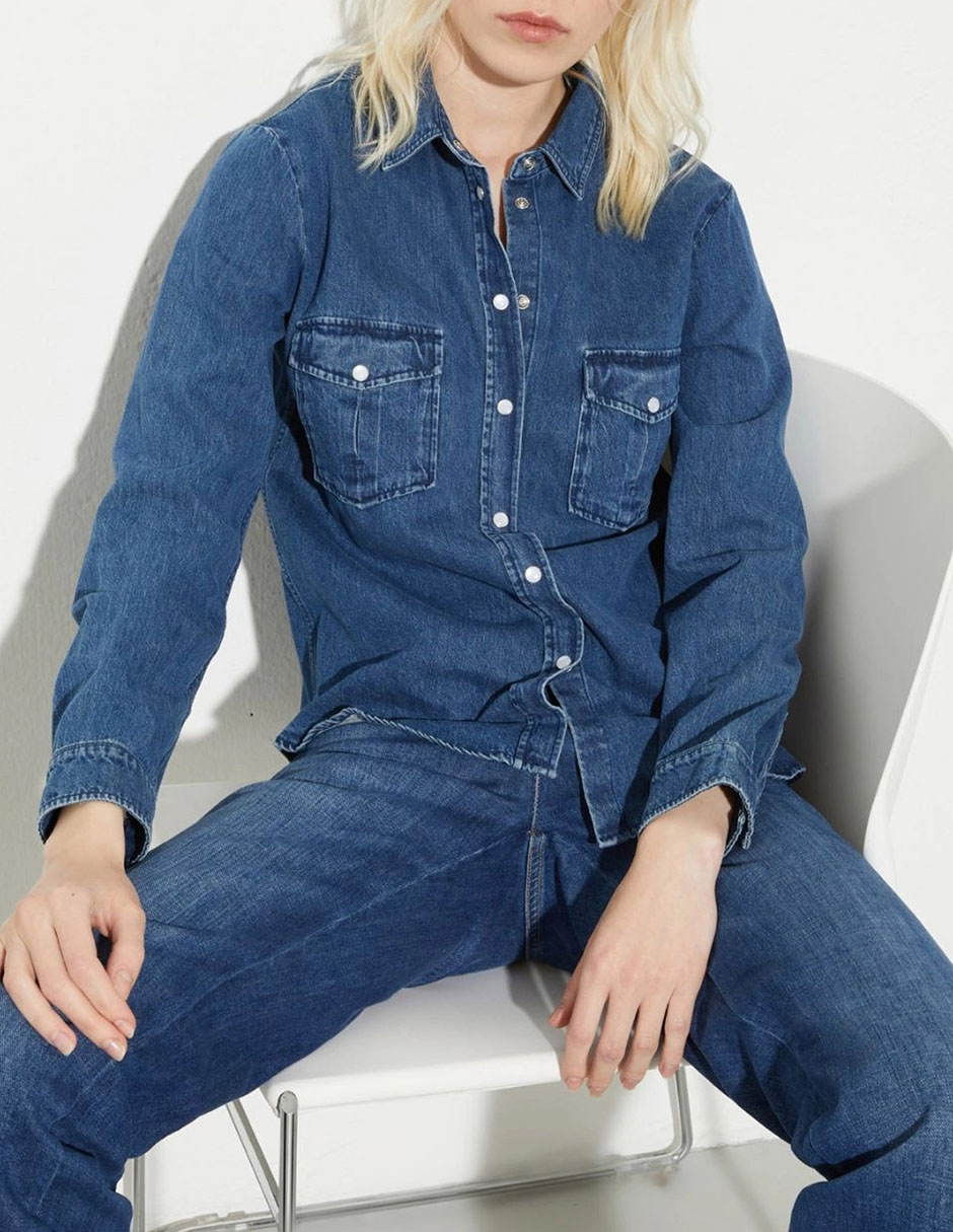 Playera manga larga cuello camisero para mujer 2